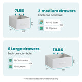 OLIXIS Dresser for Bedroom, 9 Storage Drawers, Wide Fabric Closet Chests Organizer Tower Furniture, TV Stand with Wooden Top Metal Frame for Clothes, Living Room, Hallway, Entryway, White OLIXIS