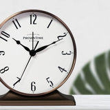 Presentime & Co Lewis Mantel Alarm Clock, Desk and Shelf Clock, Tabletop Decoration, 5.5 x 5 inch, Silent no Ticking, Metal Base, Bronze Finish, Arabic Numeral Presentime