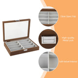 BAOJULONG Wooden Sunglasses Organizer Box, Eyewear Display Eyeglass Case for Men Women, Glasses Storage Box Sunglass Holder Gifts (8 Slots) BAOJULONG
