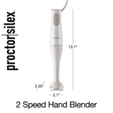 Proctor Silex Electric Immersion Hand Blender with Detachable Dishwasher Safe Handheld Blending Stick, 2-Speeds, 150 Watts, White (59739) Proctor Silex