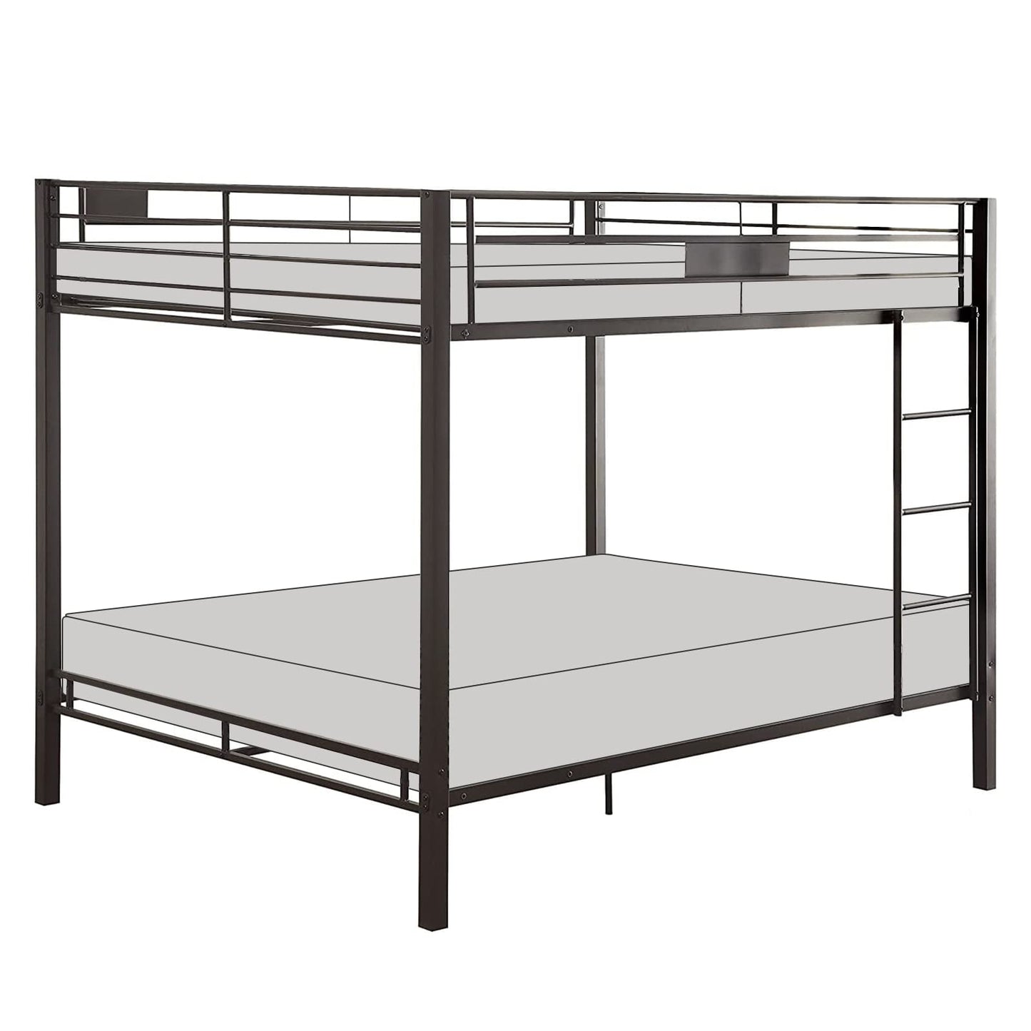 Acme Kaleb Metal Frame Queen Over Queen Bunk Bed with Ladder in Sandy Black