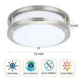 36W Dimmable LED Ceiling Light Fixture, 12 inch Flush Mount Light Fixture, Ceiling Lights for Bedroom, Kitchen, Bathroom, Super Bright 4000 Lumens, 400W Equivalent, 5000K Daylight White Drosbey