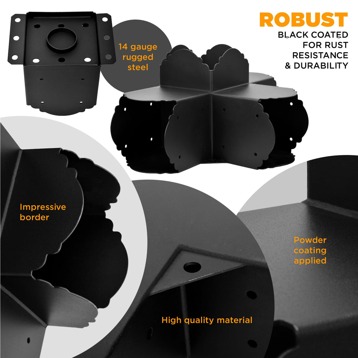 Pergola Bracket, 4-Way Pergola Right Angle Bracket, Raised Wood Bracket for 6"x6" (Inner Dimensions: 5.5"x5.5") Wooden Beam, Pergola, Garden, Gazebo,... TPHUC