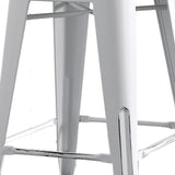 AC Pacific Modern 24” Metal Barstool Set of 2 – Country Rustic Style with Low Back, Lightweight & Sturdy Build, Easy Assembly, Distressed White AC Pacific
