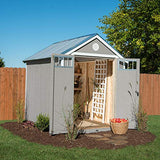 Handy Home Products Garden Shed 6x8 Do-it-Yourself Wooden Storage Shed with Metal Roof Handy Home Products