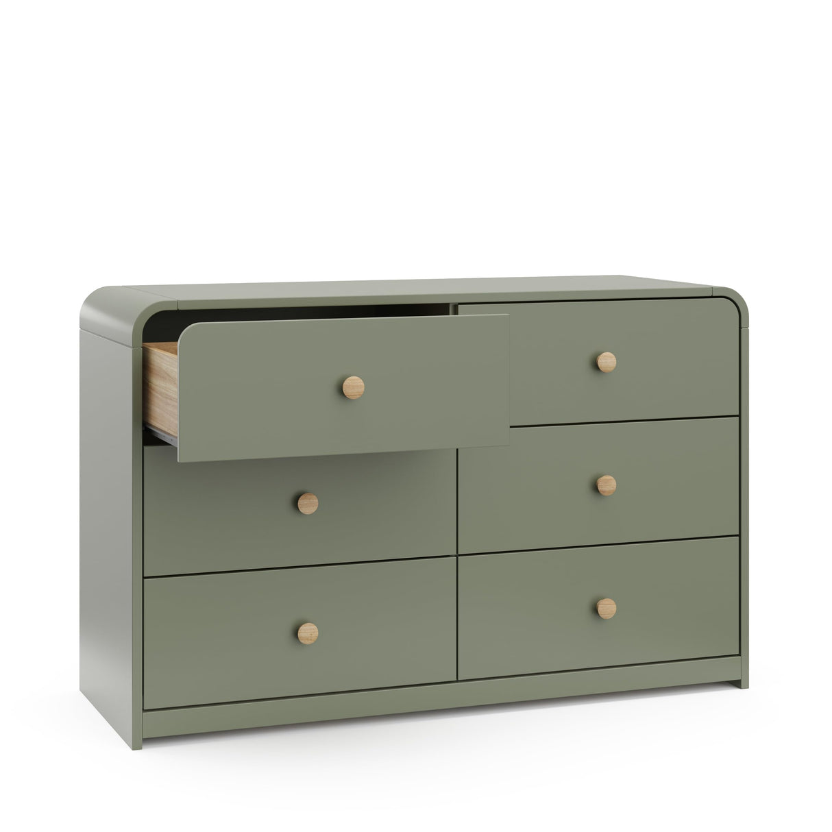 Storkcraft Santos 6 Drawer Bedroom Dresser (Olive & Natural) – GREENGUARD Gold Certified Dresser for Kids Bedroom with Interlocking Drawer System Storkcraft