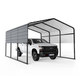 ACONEE Carport 13 x 16 FT, Heavy Duty Metal Carport with Galvanized Steel Roof, Garage Car Shelter Shade, Outdoor Metal Carport Canopy, Bolts for Car, Trucks, Boats, Multi-Purpose Carport, Grey ACONEE