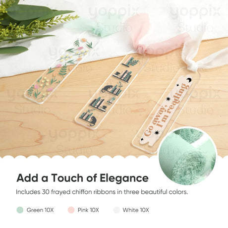 30 Pieces Acrylic Bookmark Blanks- 3mm Thicken Clear Acrylic Bookmarks with 30 Pcs Ribbon for Reading Lovers DIY Crafts Presents, Graduation Back to School Presents YOPPIX