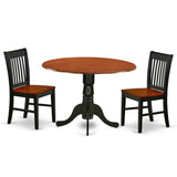 East West Furniture Dublin 3 Piece Room Set Contains a Round Dining Table with Dropleaf and 2 Wood Seat Chairs, 42x42 Inch, DLNO3-BCH-W East West Furniture