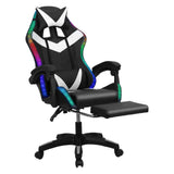 Talent Star RGB Gaming Chair with LED Lights,Adjustable Ergonomic Massage Computer Gaming Chair with Speakers & Footrest High Back Video Game Chair with Lumbar Support for Adults White Talent Star