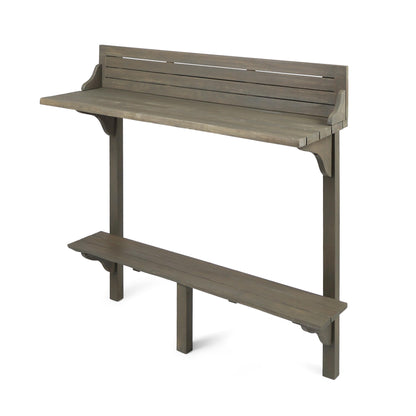 Christopher Knight Home Caribbean Outdoor Acacia Wood Balcony Bar Set, 3-Pcs Set, Grey Finish - WoodArtSupply