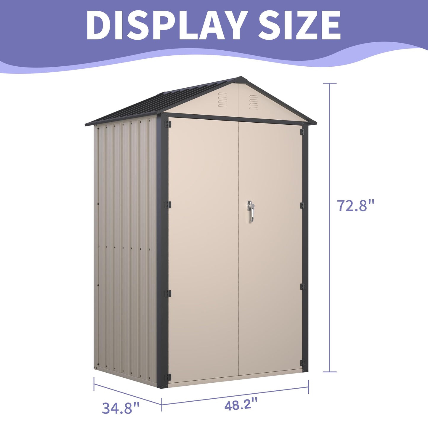 Outdoor Storage Shed,4x3FTSteel Metal Sheds,Lockable Garden Small Shed and Tiny Houses,Utility Shed,Lean to Sheds & Outdoor Storage,Side Waterproof Backyard Sheds with Door for Bike,Tools,lawnmower