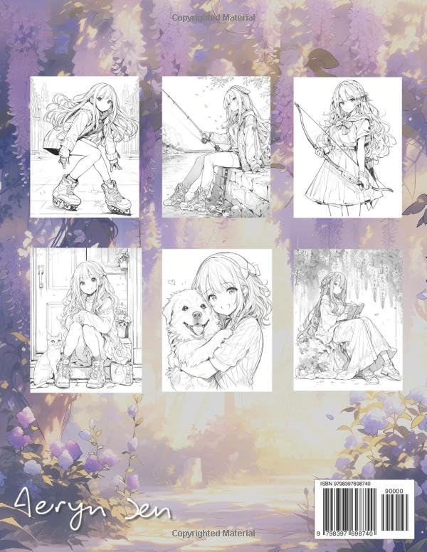 Anime Coloring Book: Girls Edition 2: Manga Art & Anime Enthusiasts Stress Relief Adult Coloring WoodArtSupply