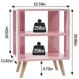 Aenuert Night Stand, Pink Kids Nightstand, Modern End Table with Open Storage, 2-Tier Nursery Bedside Table for Small Space, Living Room, Bedroom Aenuert