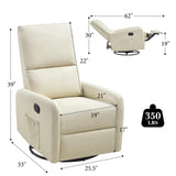 Jocisland Swivel Rocker Recliner Chair for Adults, Nursery Rocking Reclining with High Back, Small Glider for Small Spaces/Living Room/Bedroom/Nursing, Cream Leather Jocisland