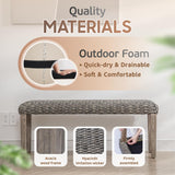 AV CONNECT Acacia Solid Garden Bench with PE Wicker Seat, Backless Patio Garden Benches, Backless Outdoor Bench, Suitable for Indoor and Outdoor Uses 13.7" x 46.5" x 19.3" (Antique Grey) AV CONNECT