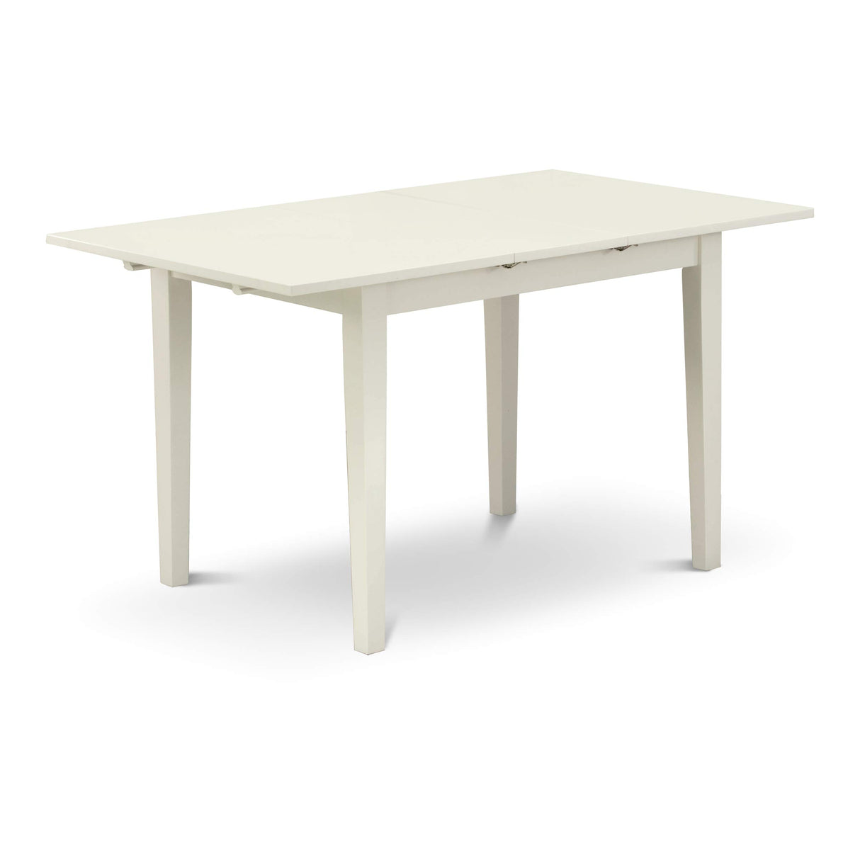 East West Furniture Norfolk 5 Piece Modern Set Includes a Rectangle Wooden Table with Butterfly Leaf and 4 Dining Room Chairs, 32x54 Inch, Linen White East West Furniture