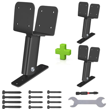 3Pack 304 Stainless Steel Pergola Kit, Heavy Duty Pergola Brackets Kit, Adjustable Angle Patio Roof Riser Fit 4×4 and 4×6 Wood Beam, Roof Riser Brackets Kit Includes Wrench + Power Bits - WoodArtSupply