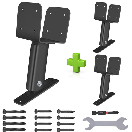 3Pack 304 Stainless Steel Pergola Kit, Heavy Duty Pergola Brackets Kit, Adjustable Angle Patio Roof Riser Fit 4×4 and 4×6 Wood Beam, Roof Riser Brackets Kit Includes Wrench + Power Bits