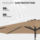 wikiwiki 10FT Patio Umbrellas with Base Included, Outdoor Umbrella with Sandbag Base, 8 Sturdy Ribs, Fade Resistant Waterproof POLYESTER DTY Canopy for Garden, Lawn, Deck, Backyard & Pool，Tan wikiwiki