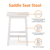 Amazon Basics Solid Wood Saddle-Seat Kitchen Counter Barstool with Footrest, Easy Assembly - 24-Inch Height - White - Set of 2 Amazon Basics