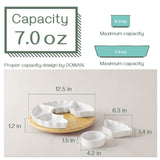 DOWAN 360° Rotatable Serving Tray and Platters, 12 Inch Divided Serving Bowls for Party, Kitchen Decor, Removable Serving Dishes for Chips and Dip, Fruit, Veggies, Candy and Snacks, 7 Pieces, White DOWAN