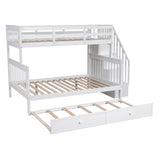 Stairway Twin Over Full Bunk Bed with Trundle and Storage Shelves in White by Harper & Bright Designs Harper & Bright Designs