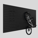 Ginchain 4'H x 8'W Slatwall Panel Garage Wall Organizer with 14 Hooks, Heavy Duty Interlocking Slat Wall Paneling Sheets, Garage Slatwall for Tool Organization Mounted Storage Systems Black Ginchain