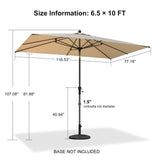 PURPLE LEAF 10' x 6.5' Rectangular Patio Umbrella Outdoor Table Umbrella Aluminum Frame Market Umbrella Sun Umbrella with 8 Sturdy Ribs & Tilt for Garden Deck Lawn & Pool Beige PURPLE LEAF