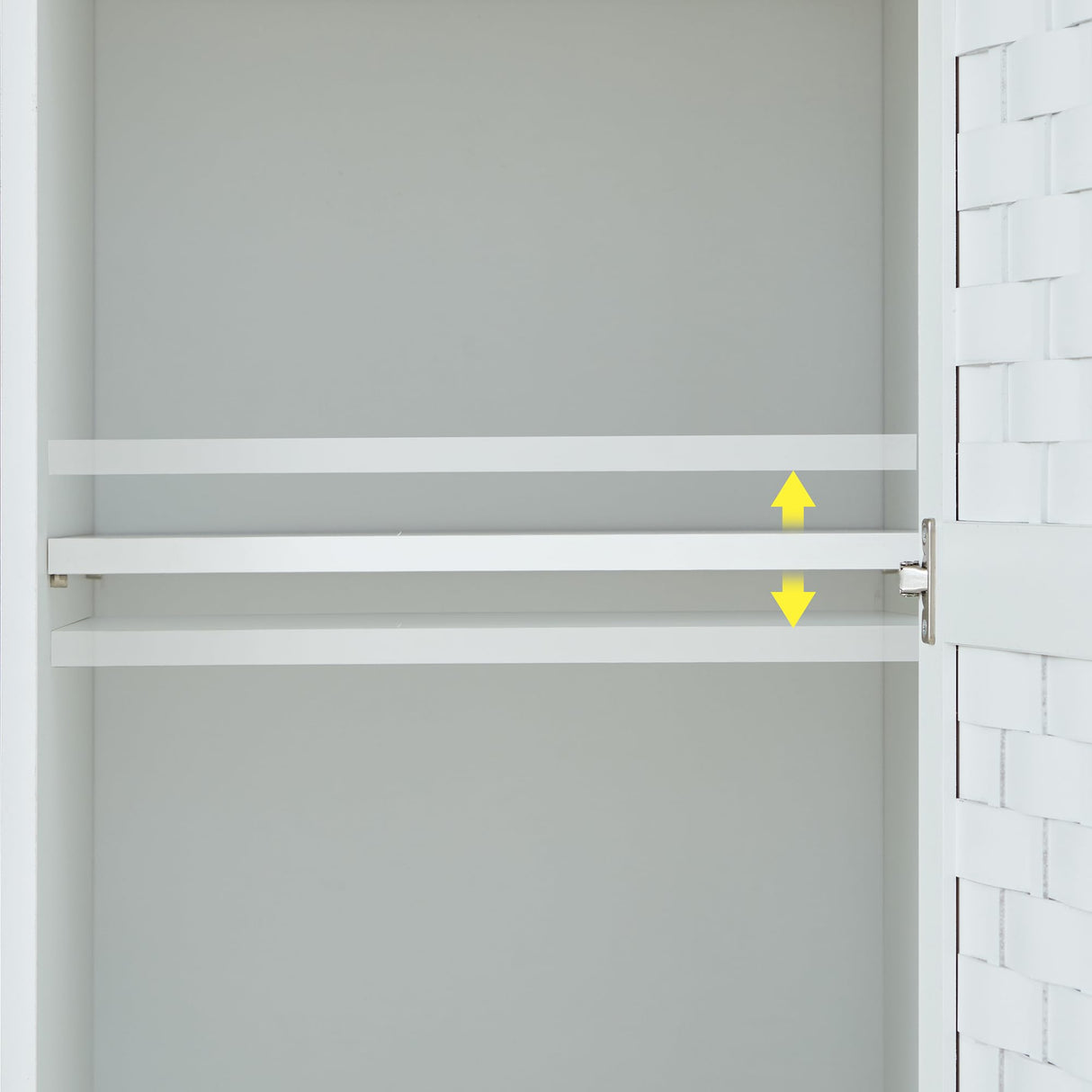 PHOYAL Armoire Wardrobe, 6 Woven Doors Storage Cabinet Wood and 8 Shelves Metal Handles for Tall Cabinet Closet Large Capacity Armoire Wardrobe Closet with Hanging Rod (White) PHOYAL