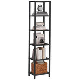 TUTOTAK Bookshelf, 6-Tier Tall Book Shelf, Narrow Bookcase for Small Space, DIY Stackable Bookshelf, for Living Room, Office, Study, Entryway, Industrial, Black BS01BK006 TUTOTAK
