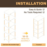 YGYQZ Bookshelf, 5-Tier High Vertical Book Shelf with Large Capacity, DIY Stackable Wooden and Metal Bookshelf Organizer, Suitable for Living Rooms, Offices, Bedrooms, and Studies YGYQZ