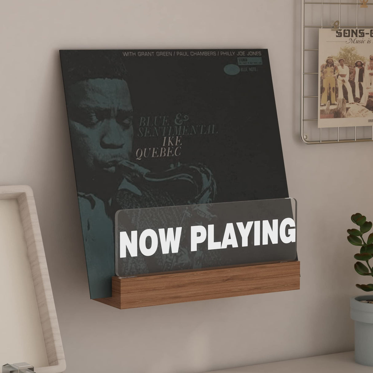 Lampeez Light up Now Playing Vinyl Record Stand Wall Mount,Now Spinning Record Player Stand, Wooden Acrylic Holder for Vinyl Album Display Lampeez