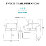 Martha Stewart London Swivel Chair - Solid Wood & Plywood, Skirted Metal Base Accent Armchair, Lumbar Pillow -Modern Classic Family Room Sofa Furniture Bedroom Lounge, 28"X31.5"X35.25", Light Blue Martha Stewart
