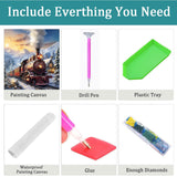 Amz Camel DIY 5D Diamond Art Kits (12 * 16 Inch), Painting, Art for Snow Train, Embroidery Full Drill for Landscape, Diamond Art Kits Rhinestone Craft for Home Wall Decor Amz Camel