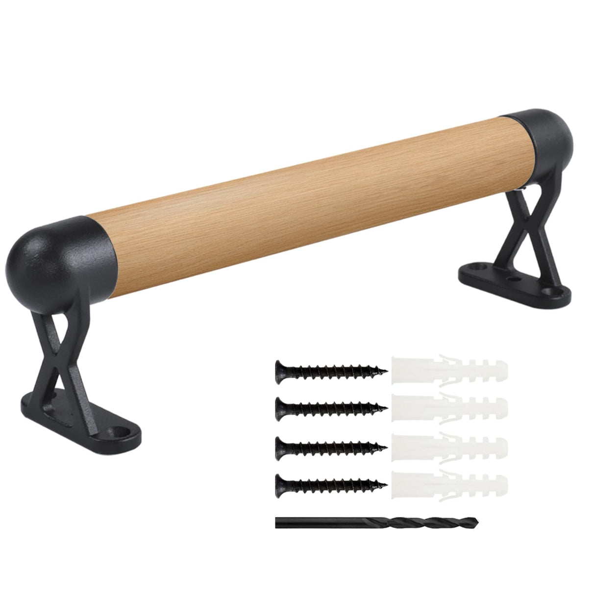 1.3Ft Wood Handrails for Indoor Stairs,Safety Non-Slip Stair Railing, Professional Pine Handrails Support Rod Complete Kit, Comfortable Barrier-Free Stair Handrail for Elderly（16‘’） WWFFEN