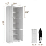 ChooChoo Tall Bathroom Storage Cabinet with 6 Doors, Freestanding Floor Cabinet with Adjustable Shelves, White Pantry Cabinet for Bathroom, Kitchen, Laundry Room ChooChoo