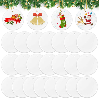 26 Pieces Ceramic Sublimation Ornaments Blanks, 2.87 Inches Ceramic Ornaments for Sublimation Christmas Ornaments Blanks Discs Ceramic Ornaments to Paint