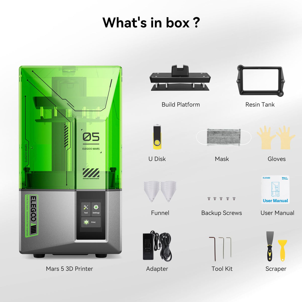 ELEGOO Mars 5 Resin 3D Printer, 4K 6.6" Mono LCD, Overheat Protection, Smart Mechanical Sensor, Auto-Leveling, Printing Size of 5.91 x 5.65 x 3.53 inch ELEGOO