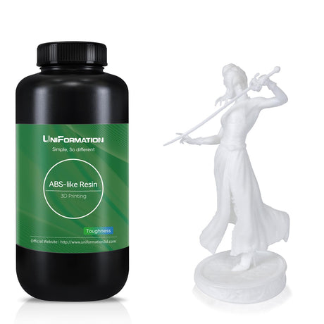 Uniformation PLA Plant-Based Resin Biodegradable UV Curing Resin 405nm for LCD 3D Printer, Low Odor,High Precision (ABS White, 1000g) Uniformation