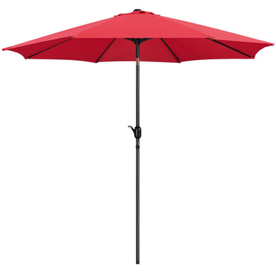 Yaheetech 10FT Patio Umbrella Outdoor Patio Yard Market Table Umbrella with Push Button Tilt & Crank for Garden/Beach/Lawn/Deck/Backyard/Pool, 8 Ribs, Red