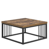 FOLUBAN Modern Coffee Table, Square Center Table for Living Room, Industrial Rustic Wood and Metal Cocktail Tea Table, 31.5 Inch, Brown FOLUBAN