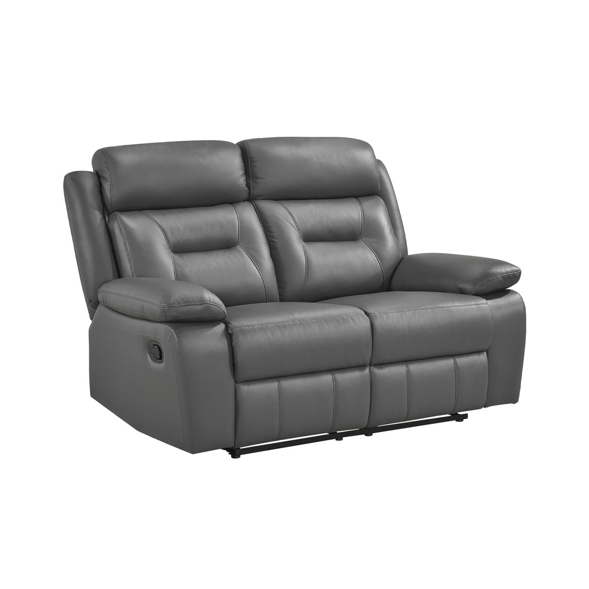 Lexicon Reclining Sofa for Living Room, Double Recliner RV Couch, Manual Wall Hugger Recliner, Home Theater Seating Leather Match Reclining Sofa with Pillow Top Armrests, 62.5''W Loveseat, Dark Grey Lexicon