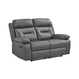Lexicon Reclining Sofa for Living Room, Double Recliner RV Couch, Manual Wall Hugger Recliner, Home Theater Seating Leather Match Reclining Sofa with Pillow Top Armrests, 62.5''W Loveseat, Dark Grey Lexicon