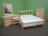 Midwest Log Furniture 5pc Bedroom Set - Handcrafted White Cedar/Solid Wood/Queen Log Bed Midwest Log Furniture