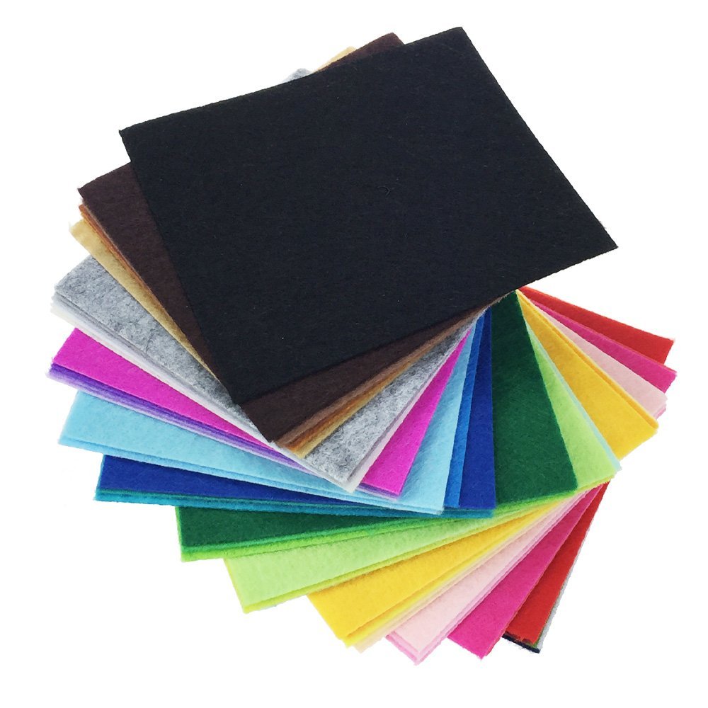 42pcs Felt Fabric Sheet 4"x4" Assorted Color DIY Craft Squares Nonwoven 1mm Thick flic-flac