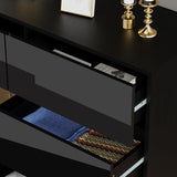 UEV LED 6 Drawer Dresser,White Dresser for Bedroom with Light,Chest of Drawers with High Glossy finsh for Bedroom,Living Room,Entryway(Black) UEV