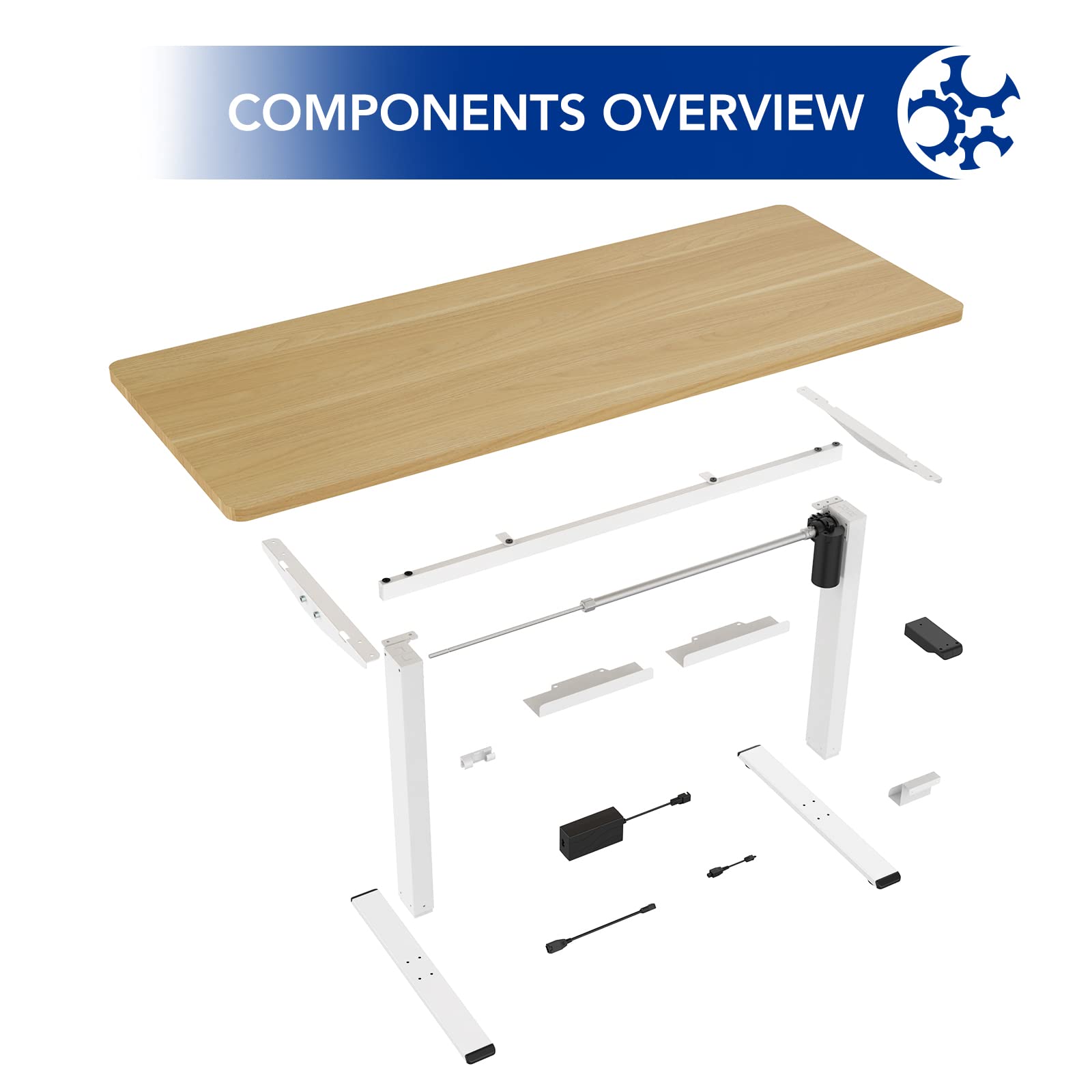 SANODESK Electric Standing Desk 60 x 24 Inches, Height Adjustable Stand Up Desk w/2-Button Controller, Ergonomic Computer Desk for Home Office, White - WoodArtSupply