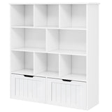 Befrases Toy Storage Organizer with Bookshelf, Large Toy Organizers and 2 Movable Drawers with Hidden Wheels and 8 Storage Cubbies, Kids Bookshelf and Toy Storage Chest, Playroom Furniture, White Befrases