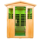 V ddhoger Outdoor Sauna 4 Person,Basswood Far Infrared Sauna,2050W Low EMF Sauna,12 Low EMF Boards,Chromotherapy,Bluetooth Speaker V ddhoger